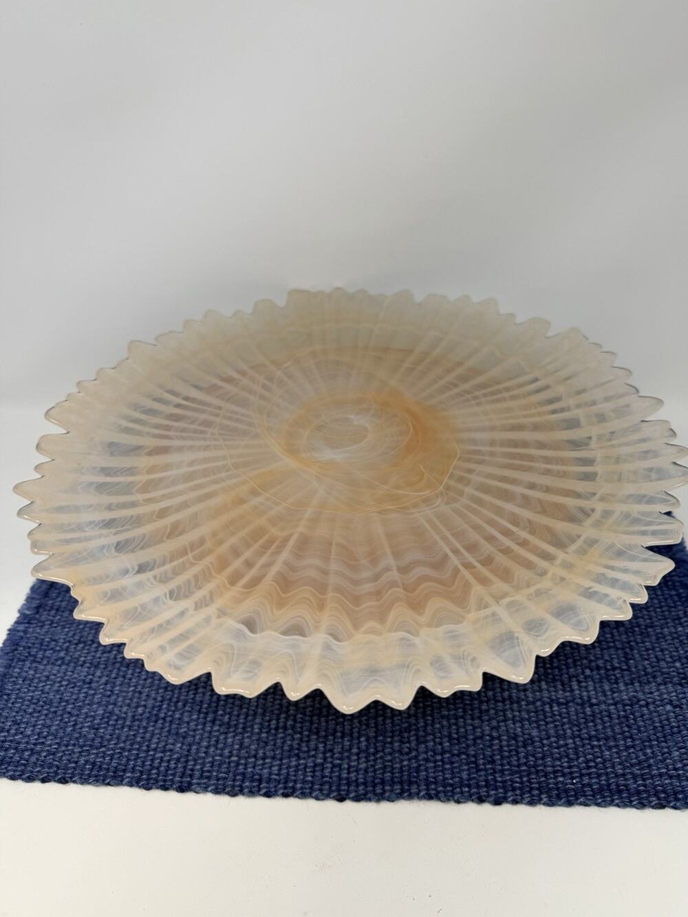Alabaster Turkish Glass Swirl Opal Iridescent Decorative Salad Plate 8-in